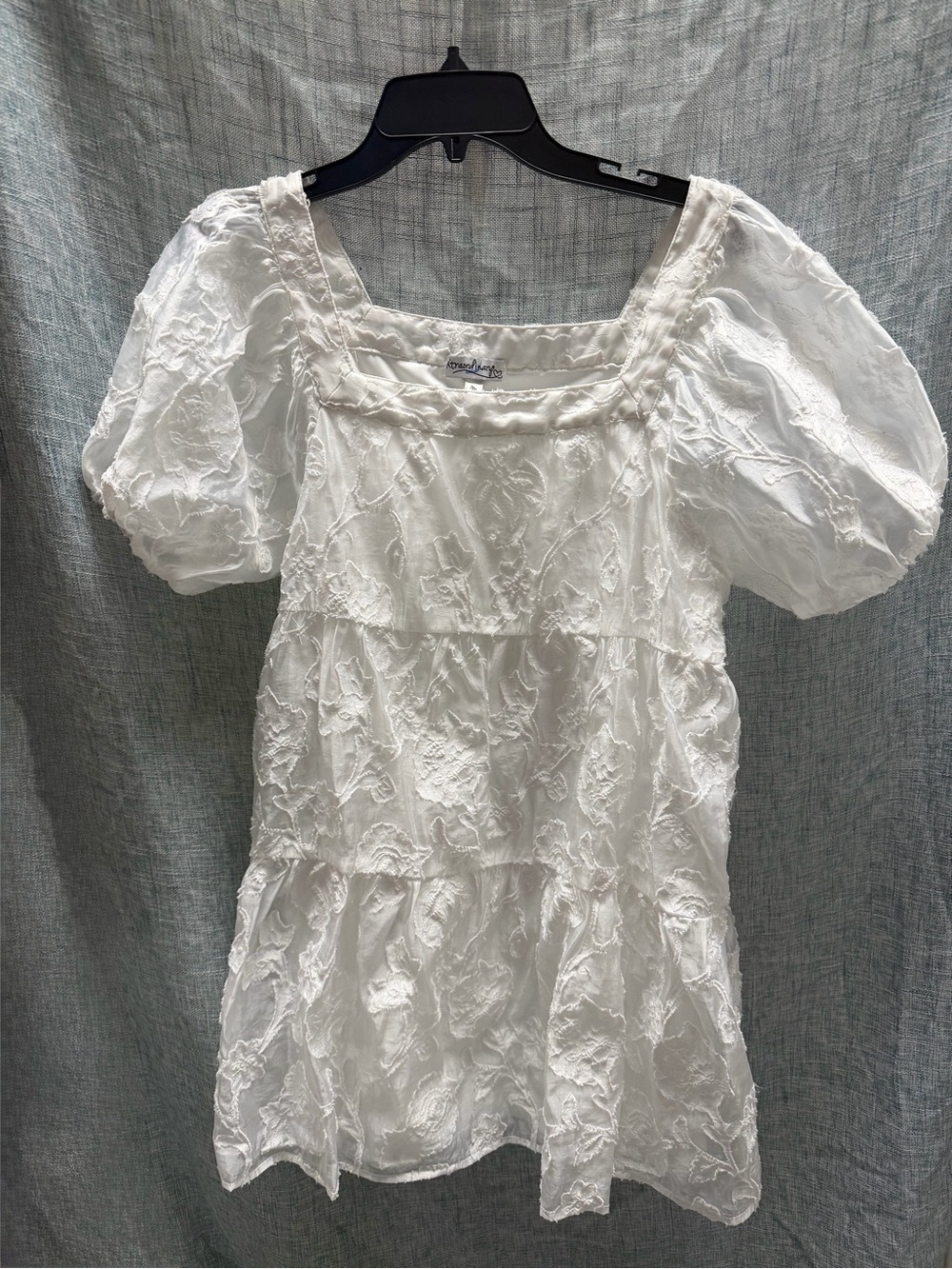 Xtraordinary White Puff-Sleeve Tiered Mini Dress
